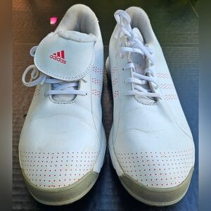 Adidas Beacon Spike Golf Shoes #737597 White Leather Women's 8.5 Adiwear Traxion